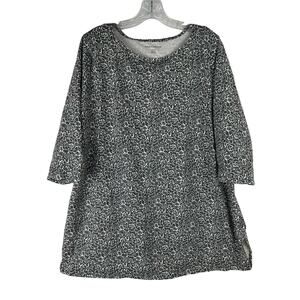Jessica London Womens Short Sleeve Shirt Size 22/24 Gray White Floral